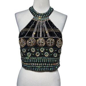 Crystal Doll NWT Fully Rhinestoned Glam Halter Size 5 Multicolor Beading
